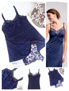 Navy Blue Laced Night Slip