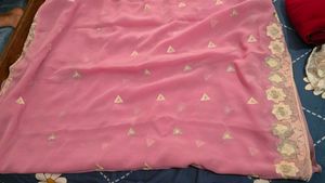 Elegant Pink Embroidered Saree