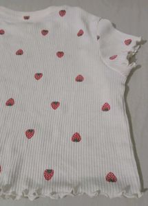 Old Navy White Strawberry Ribbed Crop Top