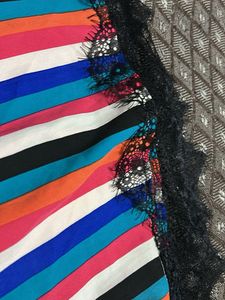 Striped Cami Top with Lace Trim