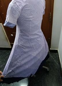 Striped A-line Kurta with Front Slit
