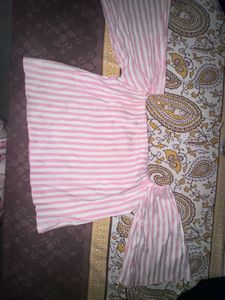 Pink Striped Off-Shoulder Top