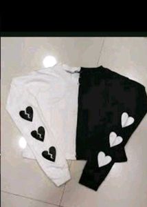 Black &amp; White Heart Crop Top