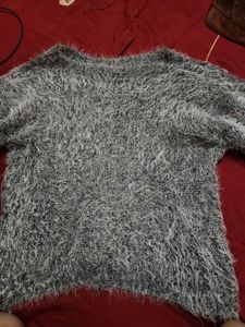Cozy Grey Fuzzy Sweater