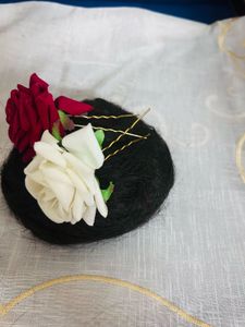 Traditional Hair Bun with Floral Garland