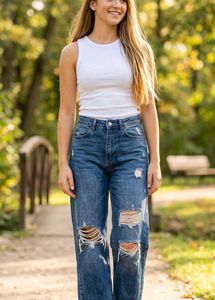 Stylish Ripped Blue Jeans 🌀