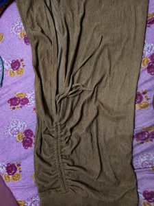 Brown Textured Blouse with Tie Detail