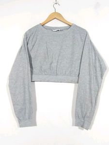 Grey Round Neck Crop Top (Women's)