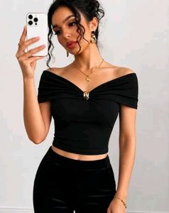 Chic Off-Shoulder Black Crop Top