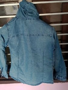 Stylish Blue Denim Hooded Shirt