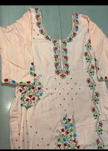Beautiful Peach Kurta Set with Embroidery
