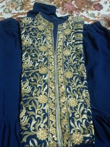 Blue party wear sharara suit