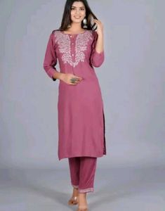 Embroidered Mauve Kurta