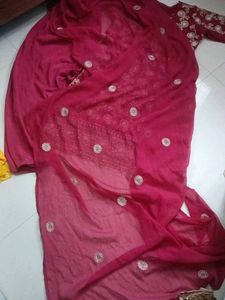 Maroon Embroidered Kurta Set