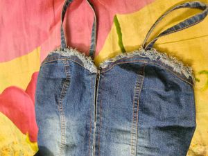 Denim Corset Crop Top