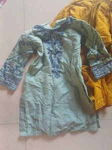 Yellow Embroidered Kurta Set of 2