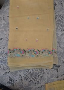 Beautiful Yellow Farsi Suit with Embroidered Borde