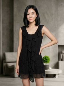 Elegant Black Ruffled Mini Dress