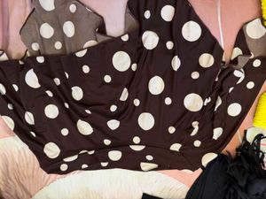 Brown Polka Dot Asymmetrical Skirt