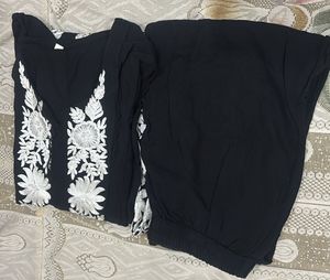 Embroidered Black Kurta co ord