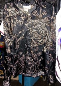 Black Floral Print Kurta