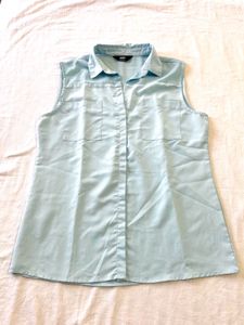 Light Blue Sleeveless Blouse