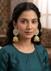 Exquisite Yellow Flower Jhumka Earrings