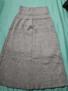 Gray woolen Midi Skirt