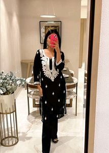 Black Chickenkari Georgette Kurti 🖤