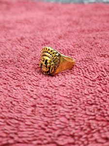Gold Tone Indian Chief Ring