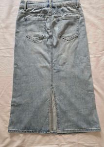 Light Wash Denim Midi Skirt