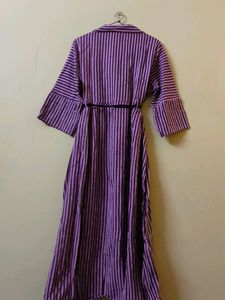 Pink And Maroom Striped Midi Dress