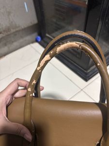 Brown Handbag with Handle Wear