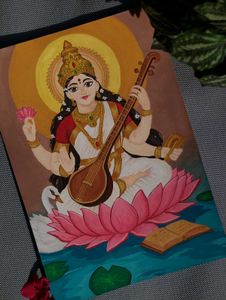 🪷 Goddess Saraswati – Hand-Painted Artwork