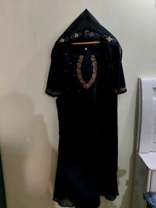 Elegant Black Handwork Aline Kurta with Dupatta