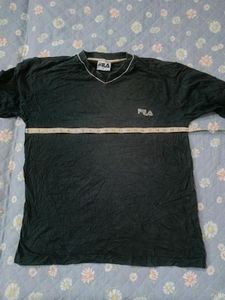 Vintage Fila Dark Green V-Neck T-Shirt