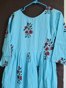 Light Blue Floral Print Kurta