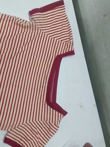 Maroon Square Neck Striped T-Shirt