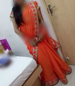 Vibrant Orange Saree with Embellished Border
