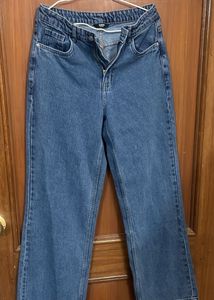 Stylish Blue Denim Wide Leg Jeans