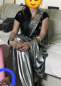 ready to wear Stunning Metallic Silver Saree