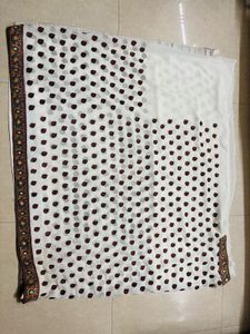 Elegant White Saree for shravan festival