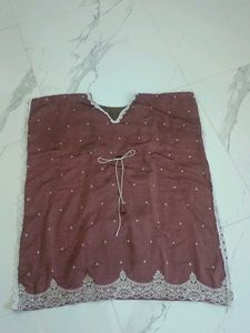 Maroon Embroidered Kurta