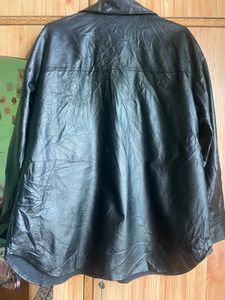 Black Faux Leather Overshirt Jacket