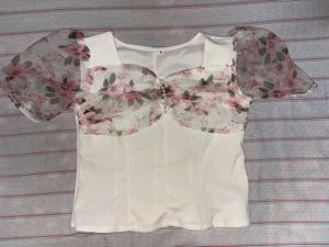 Sheer Floral Puff Sleeve Top