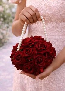 Red Rose Pearl Handle Clutch