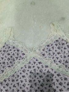 print lace Trim Cami Top