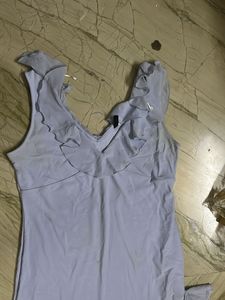 H&amp;M Ruffled Light Blue Mini Dress