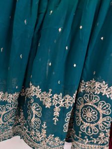 Teal Embroidered Kurta Set with Sharara