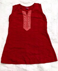 sleeveless ethnic top with embroidery